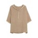 Khaki hooded Patchwork Summer Linen Blouses