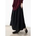 black retro drawstring folds gradient loose large size wide leg pants thick cotton linen skirt pants