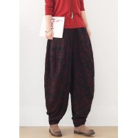 Handmade red harem pantspants  spring Jacquard design wild trousers