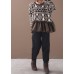 Comfy brown Sweater Blouse patchwork casual Geometry knit tops