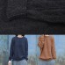 Vintage o neck cable khaki knit sweat tops plus size side open Sweater Blouse