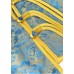 French Blue O-Neck Asymmetrical Jacquard Silk Top Half Sleeve