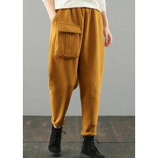 Classy yellow vintage pockets harem pants Gifts wild pants