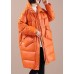 Chic Orange Loose Stand Collar Pockets Winter Duck Down Coats