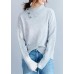 Chunky gray Blouse lapel collar fall fashion winter knitted blouse