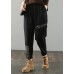 Simple black pants oversized elastic waist patchwork Wardrobes wild pants