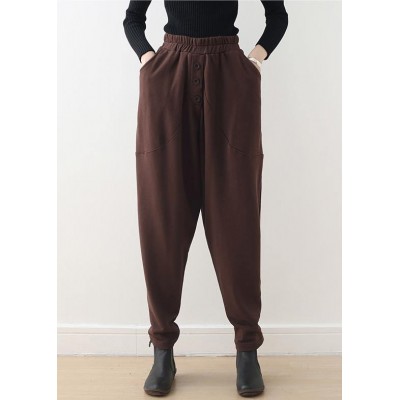 Relaxed and casual Harem Pants  brown trousers in autumn and winter long pants