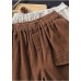 French Spring Trousers Plus Size Beige Inspiration Elastic Waist Pockets Pant